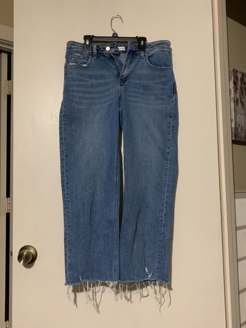 Flying Monkey Raw Hem Straight-Leg Blue Jeans
